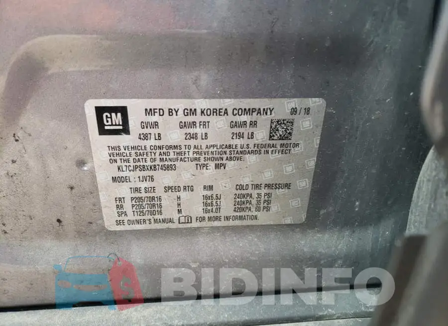 KL7CJPSBXKB745893 Photo# 13