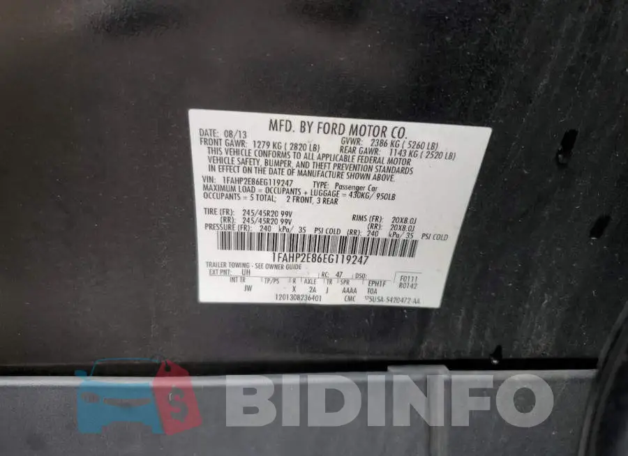1FAHP2E86EG119247 Photo# 12
