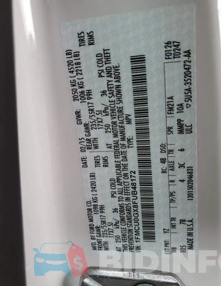 1FMCU0GX8FUB48172 Photo# 14