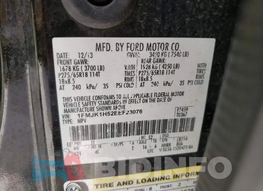 1FMJK1H52EEF23076 Photo# 13