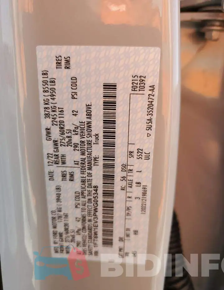 1FT6W1EV3PWG05348 Photo# 12