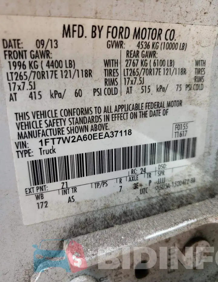 1FT7W2A60EEA37118 Photo# 12