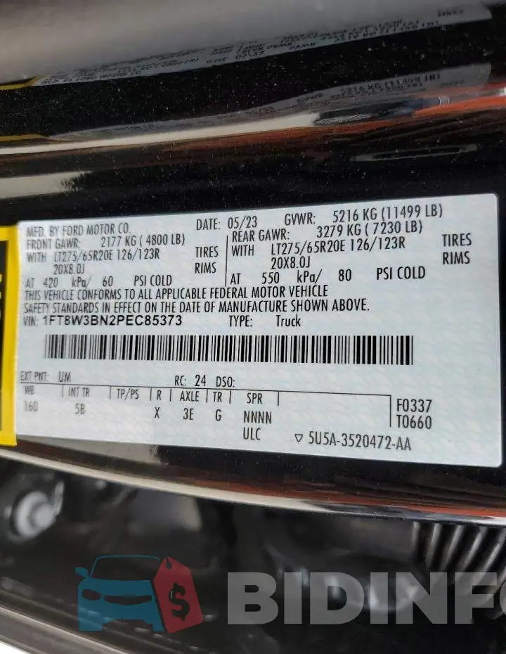1FT8W3BN2PEC85373 Photo# 12