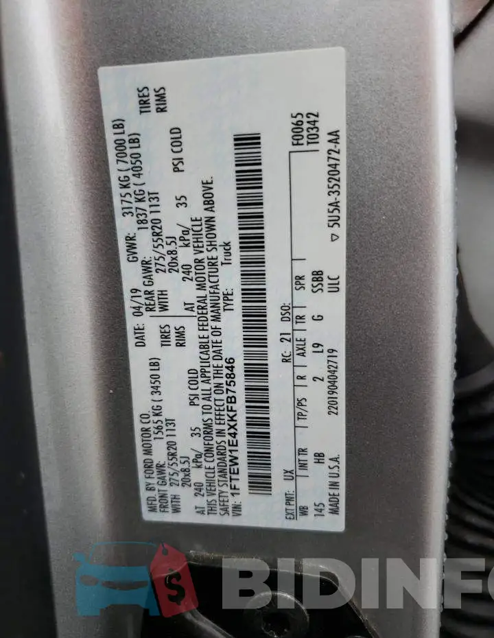 1FTEW1E4XKFB75846 Photo# 12