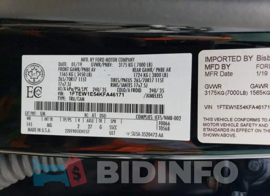 1FTEW1E54KFA46171 Photo# 13