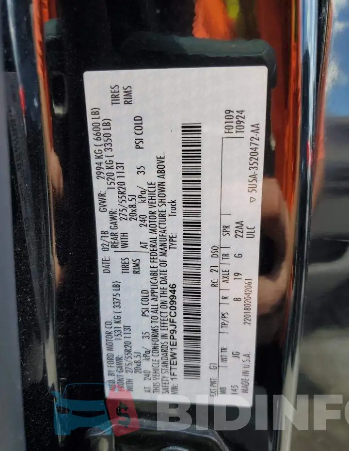 1FTEW1EP9JFC09946 Photo# 12