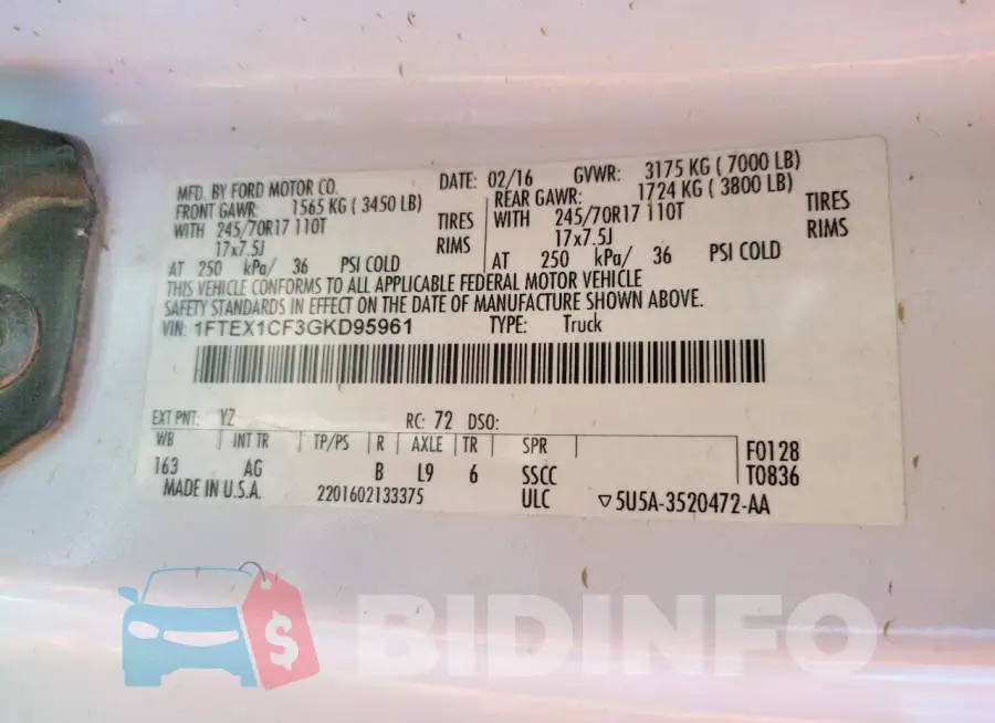 1FTEX1CF3GKD95961 Photo# 12