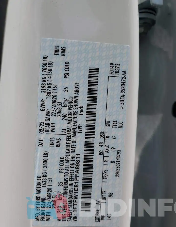 1FTFW1E81PFA89811 Photo# 12