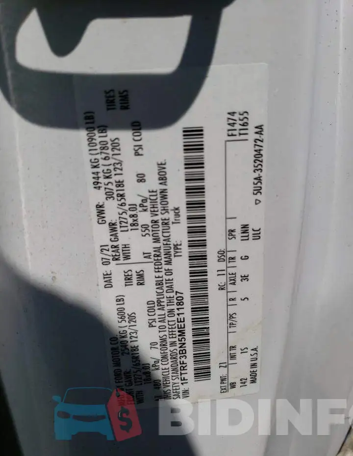 1FTRF3BN5MEE11807 Photo# 13