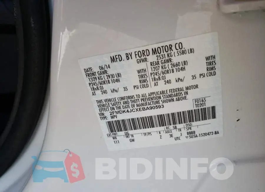 2FMDK4JCXEBA90593 Photo# 14