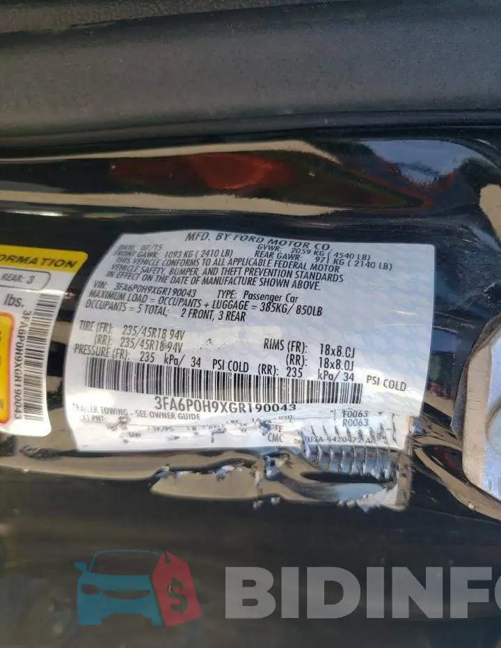 3FA6P0H9XGR190043 Photo# 13