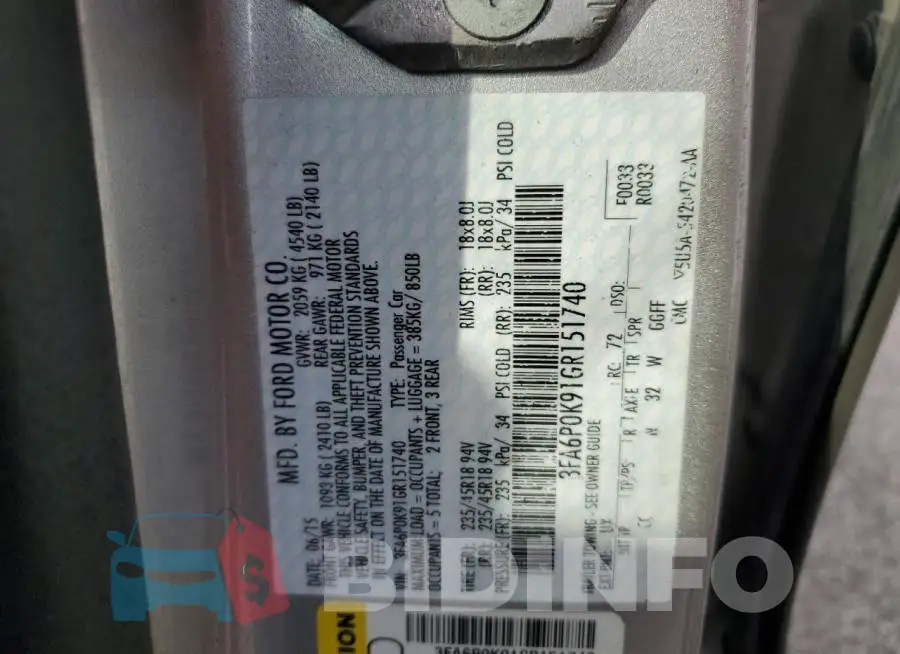 3FA6P0K91GR151740 Photo# 12