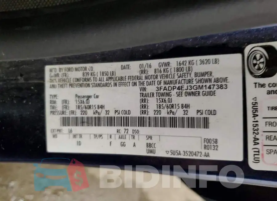 3FADP4EJ3GM147383 Photo# 12
