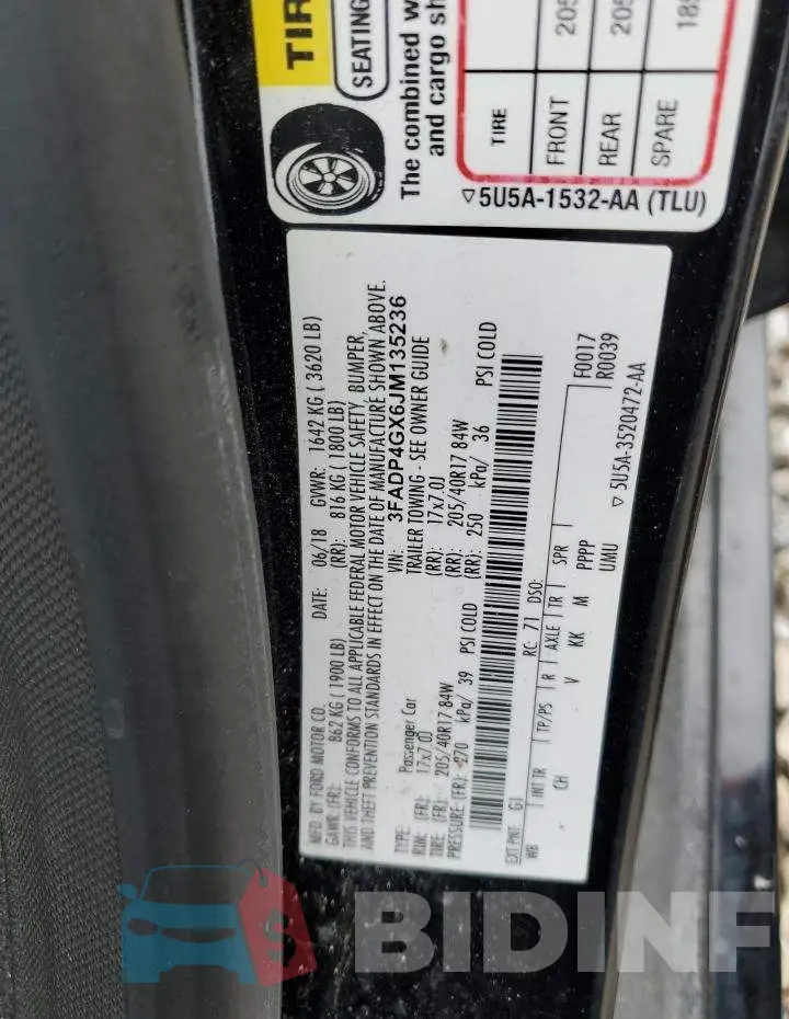 3FADP4GX6JM135236 Photo# 13