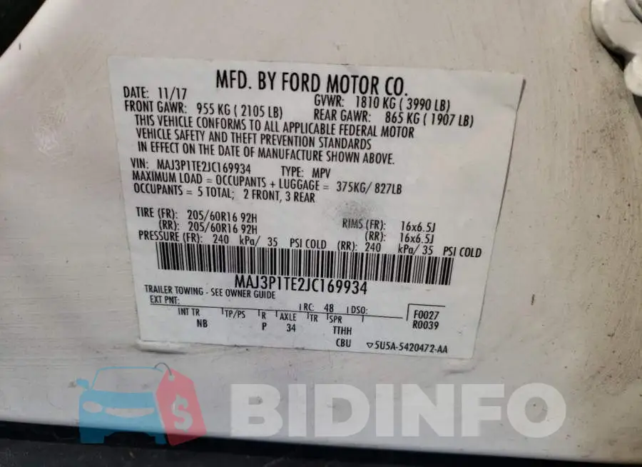MAJ3P1TE2JC169934 Photo# 13