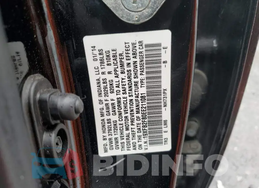 19XFB2F80EE211081 Photo# 12