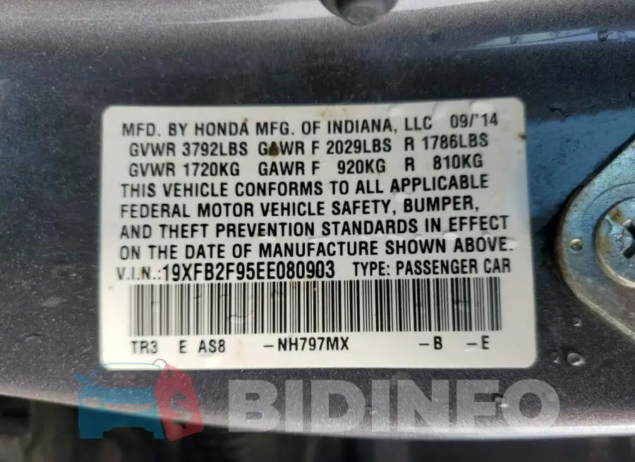 19XFB2F95EE080903 Photo# 12