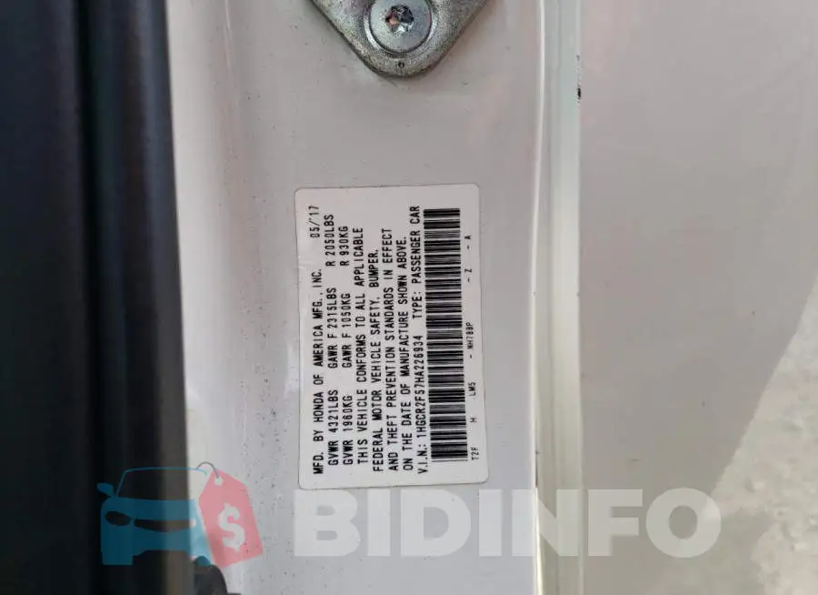 1HGCR2F57HA226934 Photo# 12
