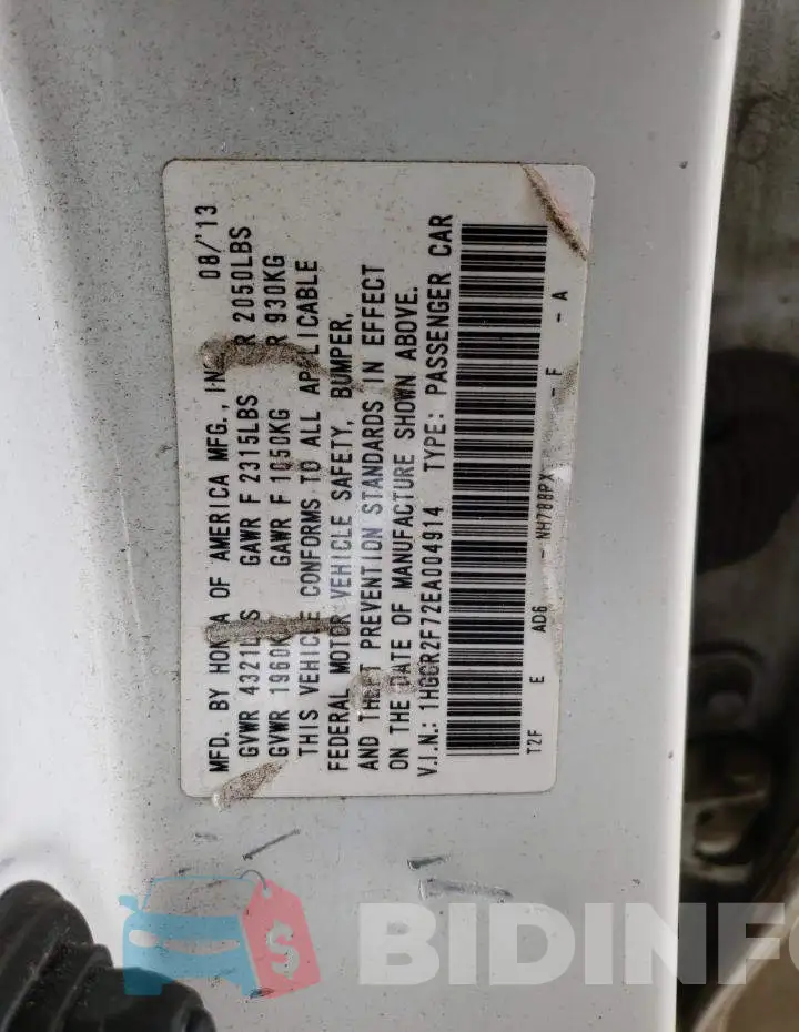 1HGCR2F72EA004914 Photo# 12
