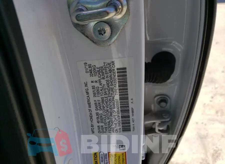 1HGCV3F50KA005507 Photo# 12