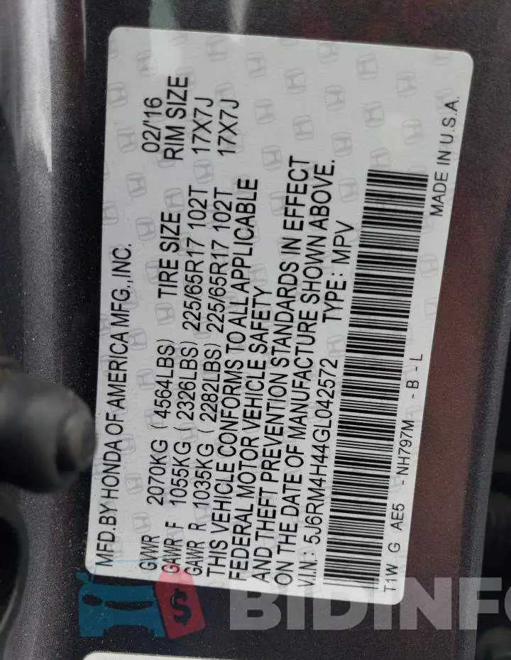 5J6RM4H44GL042572 Photo# 12