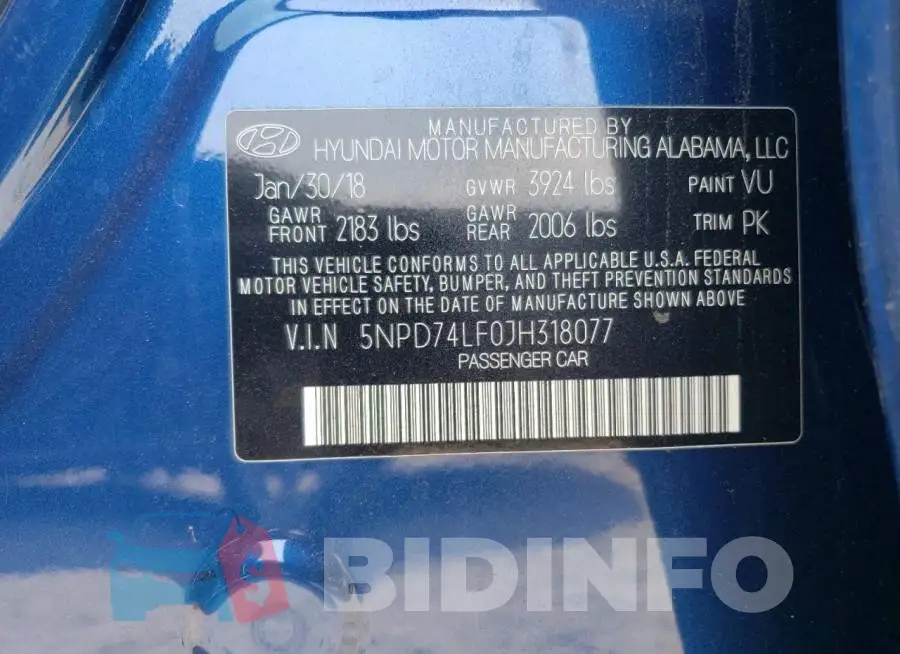 5NPD74LF0JH318077 Photo# 12