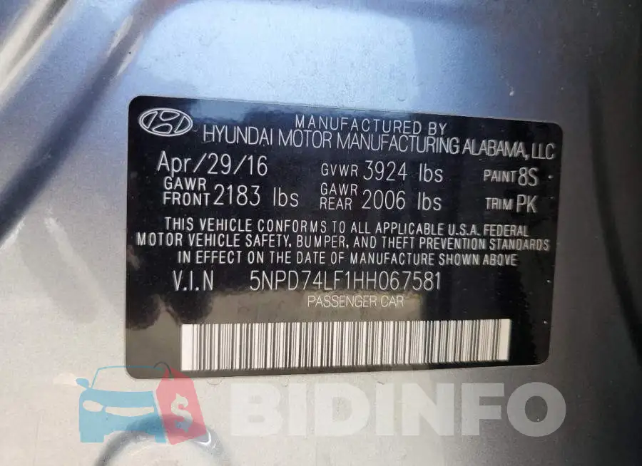 5NPD74LF1HH067581 Photo# 12
