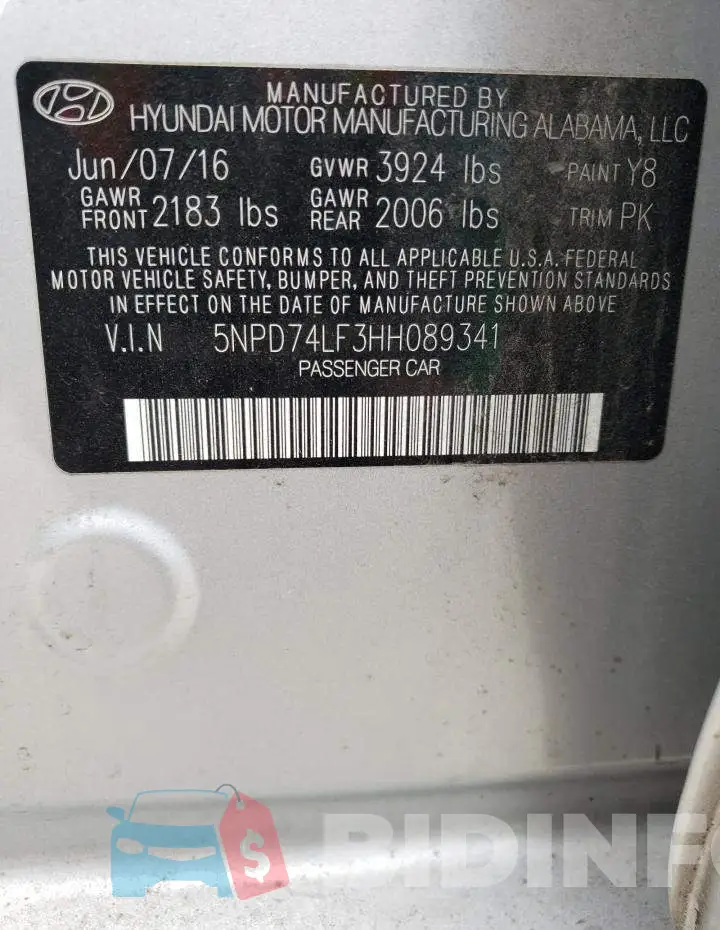 5NPD74LF3HH089341 Photo# 13