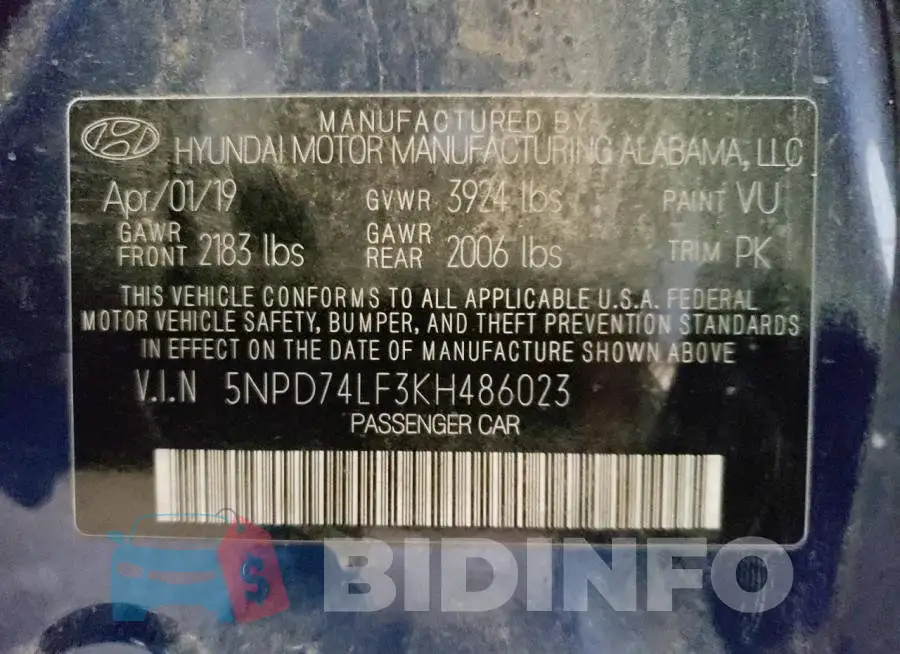 5NPD74LF3KH486023 Photo# 12