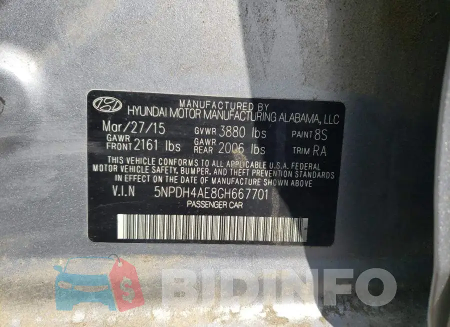 5NPDH4AE8GH667701 Photo# 12