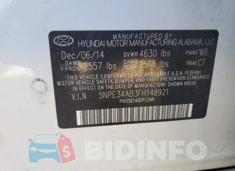 5NPE34AB3FH148921 Photo# 13
