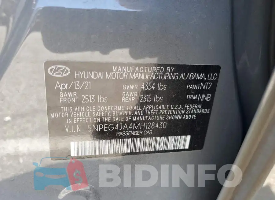 5NPEG4JA4MH128430 Photo# 13