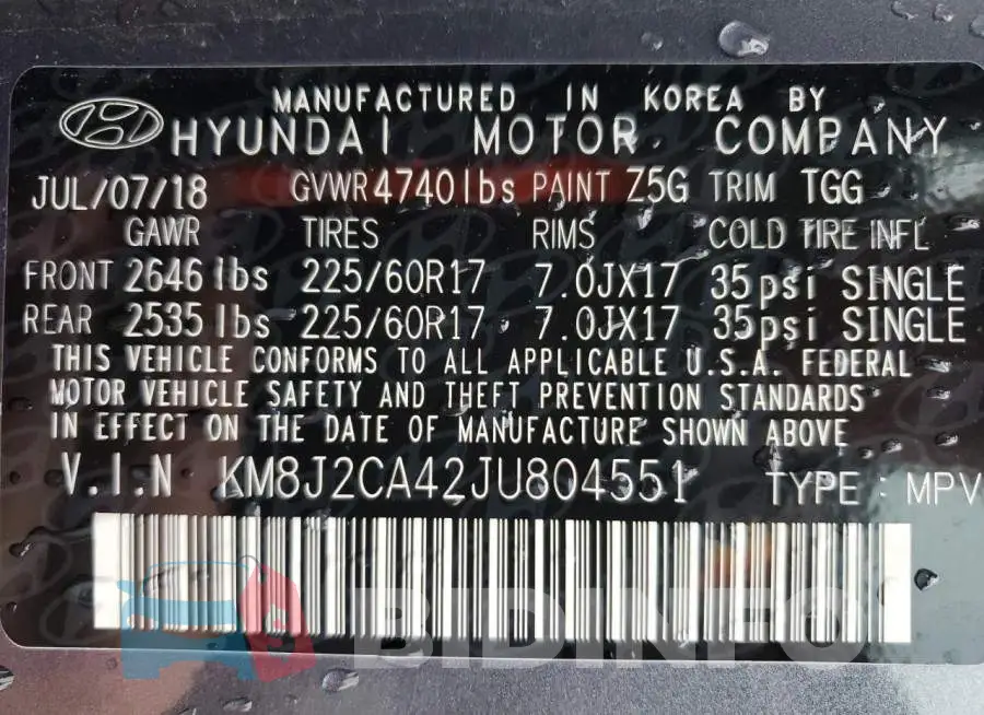 KM8J2CA42JU804551 Photo# 13