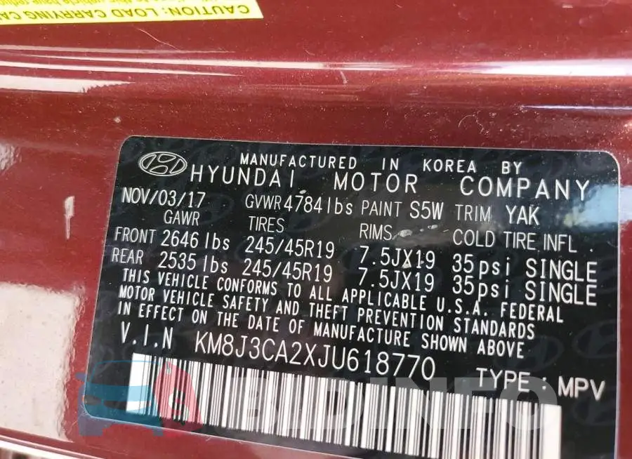 KM8J3CA2XJU618770 Photo# 13