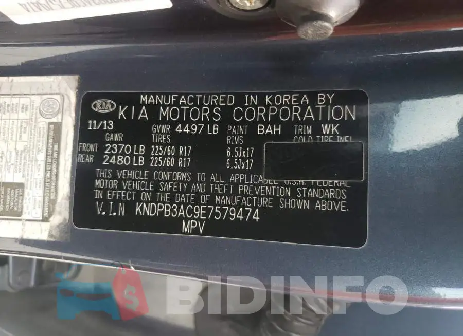 KNDPB3AC9E7579474 Photo# 13