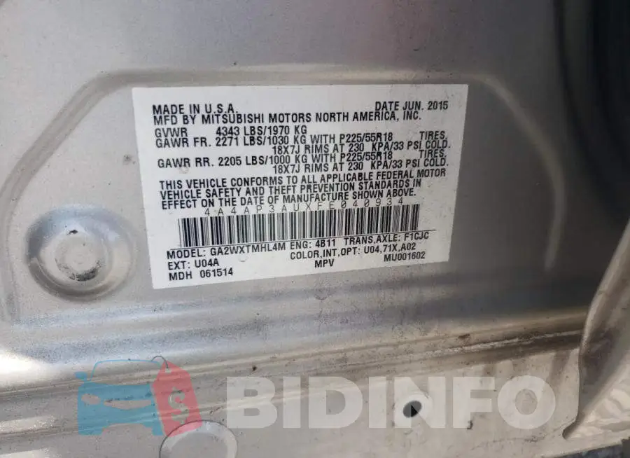 4A4AP3AUXFE040934 Photo# 12