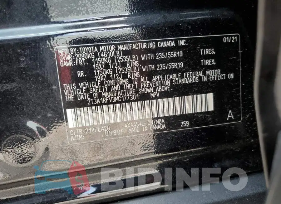 2T3A1RFV3MC177301 Photo# 13