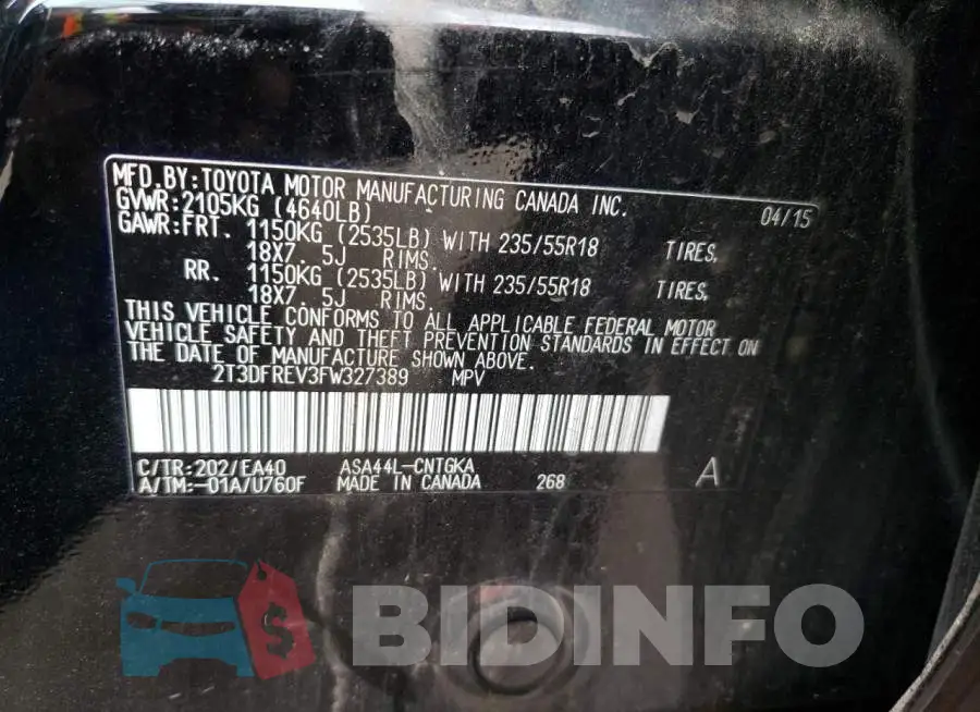 2T3DFREV3FW327389 Photo# 13
