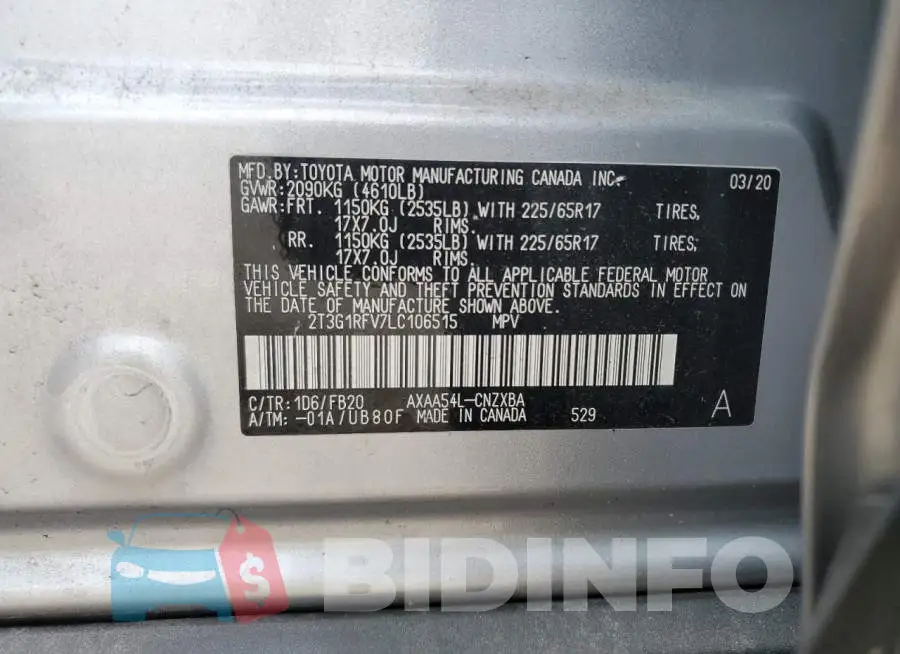 2T3G1RFV7LC106515 Photo# 12