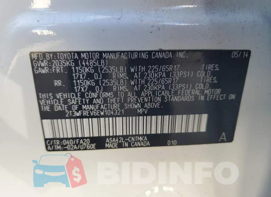 2T3WFREV6EW104321 Photo# 13