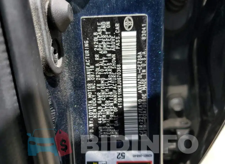 4T1B11HK8JU670368 Photo# 12