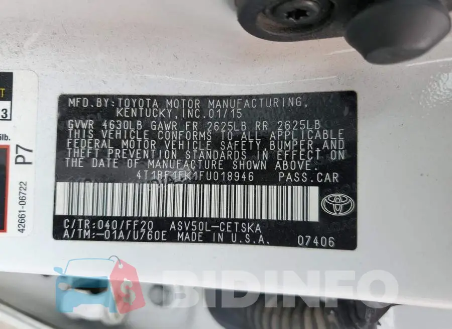 4T1BF1FK1FU018946 Photo# 13