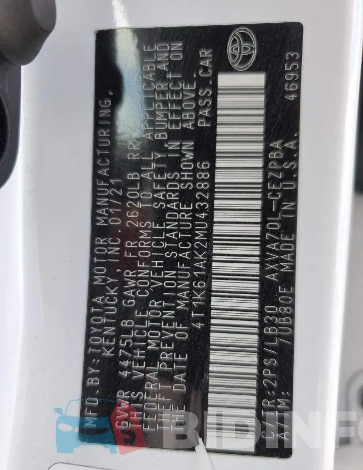 4T1K61AK2MU432886 Photo# 12