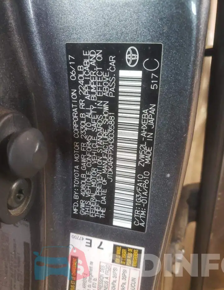 JTDKARFPXH3035881 Photo# 13
