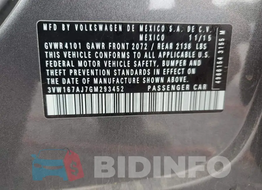 3VW167AJ7GM293452 Photo# 12