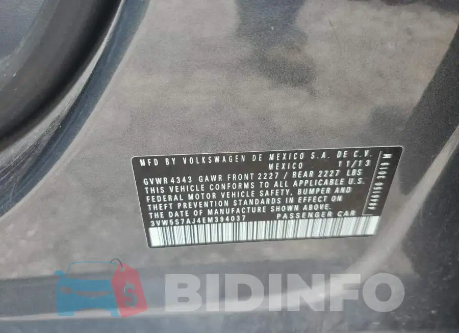 3VW5S7AJ4EM394037 Photo# 12