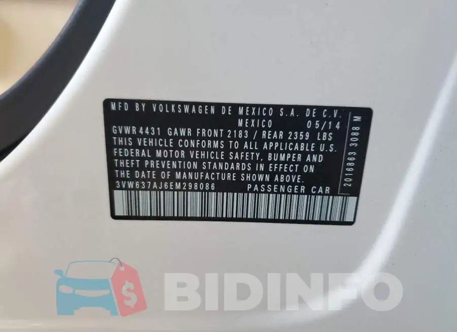 3VW637AJ6EM298086 Photo# 12