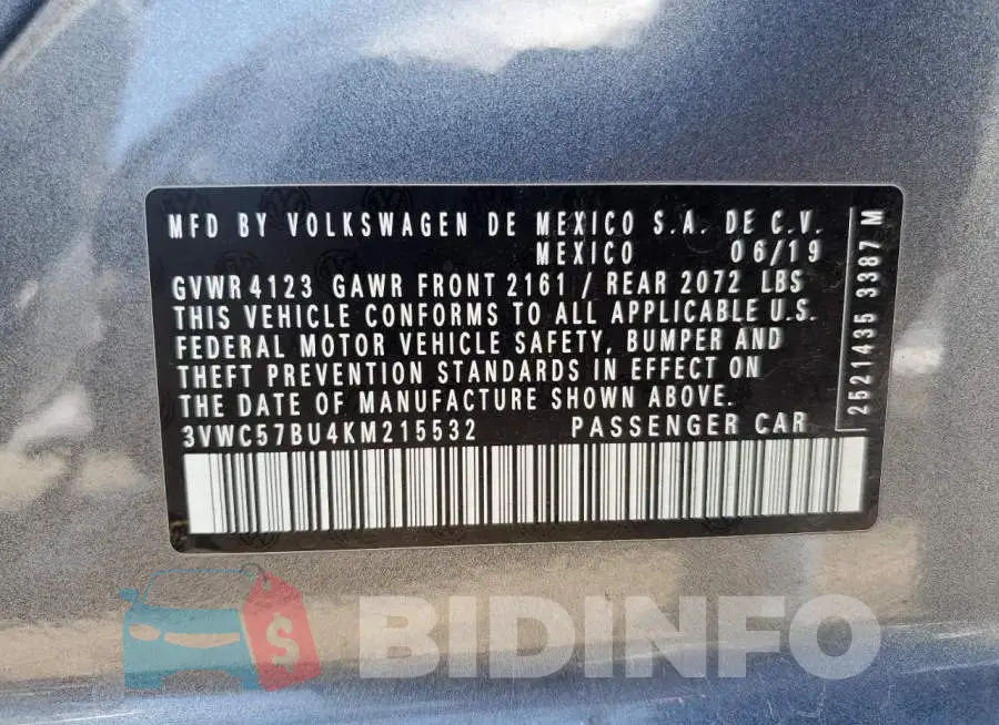 3VWC57BU4KM215532 Photo# 12