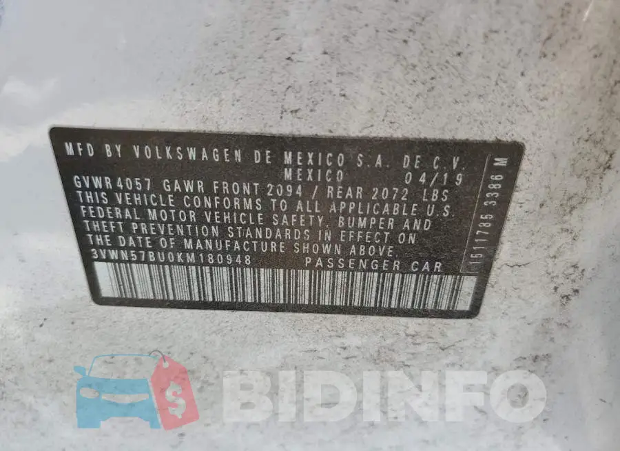 3VWN57BU0KM180948 Photo# 12