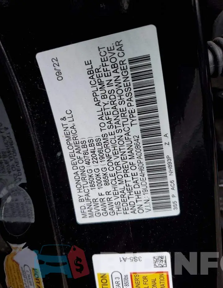 19UDE4H60PA008642 Photo# 12